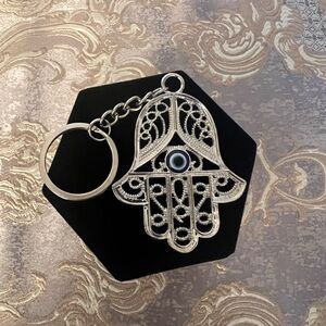 Silver Hamsa Hand Keychain